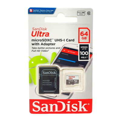 MEMORIA MICRO SD 64 GB XC  CLASE 10 C/ADAP 100 MB/S SANDISK